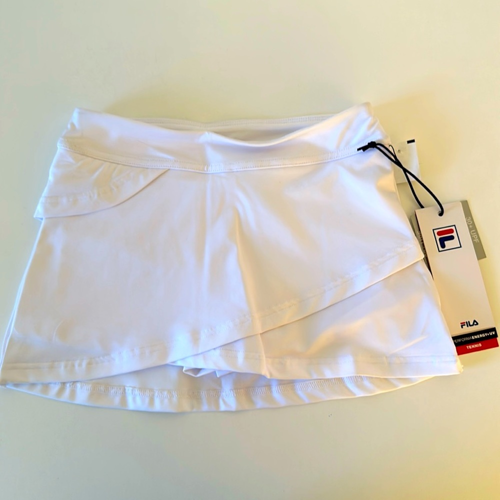 NWT Fila Girls Sz Small White Tiered Tennis Skort